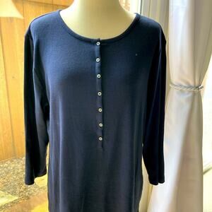 Chico's Blue 3/4 Sleeve Button Down Shirt Top Blouse Sz Chico's 2